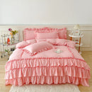 GobekUsa Lace Ruffle Princess Bedding Set with Bed Skirt & Pillowcases