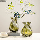 GobekUsa Green Glass Vase Hydroponics Plant Pots for Table Decoration and Floral Arrangement