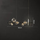 GobekUsa Glass Ball LED Chandelier: Modern Long Pendant Lighting for Living Room and Shop