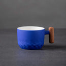 GobekUsa Gradient Glaze Ceramic Coffee Cup with Wooden Handle for Home and Office