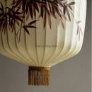 GobekUsa Bamboo Leaf Pattern Lantern Pendent Lamp - Hand-painted Japanese Style Room Decor