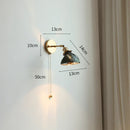 GobekUsa Green Glass LED Wall Light with Pull Chain Switch - Modern Nordic Design