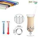 GobekUsa Clear Glass Smoothie Straws 4-Pack, 12mm Wide for Boba Bubble Tea & Milkshakes