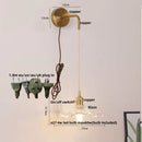 GobekUsa Glass Copper LED Wall Sconce | Pull Chain Switch | Adjustable Bathroom Light