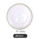GobekUsa Gold Beads Glass Plate, Large Round Fruit Plate for Stylish Dining