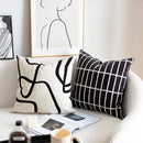 GobekUsa Geometric Line Embroidered Suede Pillowcase for Sofa Bed Living Room