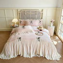 GobekUsa Lace Ruffles Princess Bedding Set, Velvet Duvet Cover, Plush Bed Sheet, Pillowcases