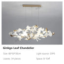 GobekUsa Ginkgo Leaves Chandelier: Nordic Luxury Pendant Lamp for Hotel, Stairs, Living Room