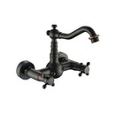 GobekUsa Brass Ceramic Wall Mount Faucet for Bathroom Washbasin - Double Handle Cold Hot Water