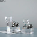 GobekUsa Crystal Ladder Silver Ball Desk Ornament Geometric Block Room Decor