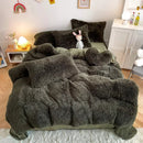 GobekUsa Fluffy Faux Fur Bedding Set: Duvet Cover, Sheet, Pillowcase - Soft & Warm