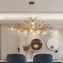 GobekUsa Crystal LED Chandelier: Luxe Gold Lighting Fixture for Living Room & Kitchen