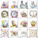 GobekUsa Easter Rabbit & Eggs Pillowcase: Festival Home Decor Flower Bunny Print Cushion Cover