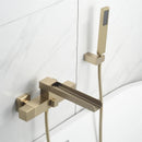 GobekUsa Brushed Gold Wall Mounted Waterfall Bathtub Shower Set Mixer Tap
