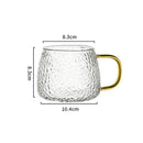 GobekUsa 400ml Hammer Pattern Glass Mug - Heat Resistant with Hand Handle