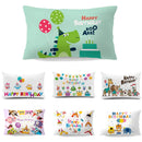 GobekUsa Dinosaur Animal Happy Birthday Pillowcase - Children's Home Decor - Short Velvet