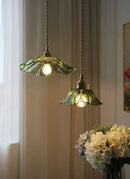 GobekUsa Japanese Sunflower Glass Pendant Lights Modern Brass Hanglamp Fixture