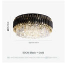 GobekUsa Gold Black Crystal Ceiling Chandeliers: Modern LED Round Kitchen Pendant Lamps for Home Lighting