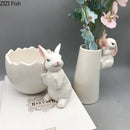 GobekUsa Lovely Rabbit Ceramic Vase Pot for Floral Arrangement, Table Decor & Aesthetic Room Appeal