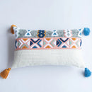GobekUsa Geometric Embroidered Cushion Cover with Tassels for Home Decor