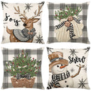 GobekUsa Christmas Pillowcase Collection - Festive Sofa Decor with Christmas Tree, Elk, Snowman