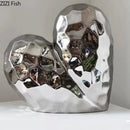 GobekUsa Gold Heart Ceramic Statue Ornament - Irregular Heart Sculpture Decor Figurine