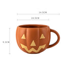GobekUsa Halloween Pumpkin Ceramic Mug with Retro Enamel Handle for Coffee Milk Tea