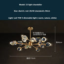 GobekUsa Copper LED 3-Light Dimmable Crystal Chandelier