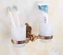 GobekUsa Bronze Carved Bath Accessories Set: Shelf, Towel Rack, Paper Holder, Toilet Brush Holder