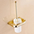 GobekUsa Gold Brass Bathroom Hardware Set: Paper Holder, Towel Bar, Soap Basket, Towel Rack