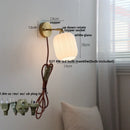 GobekUsa Japanese Style LED Wall Sconce Glass Rotate Pull Chain Switch Stair Light