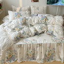 GobekUsa Korean Princess Flowers Bedding Set - Duvet Cover, Bed Skirt, Pillowcases