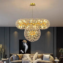 GobekUsa Gold Crystal Chandelier: Luxury LED Hanging Lamp for Living and Dining Room