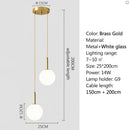 Nordic Glass Globe Pendant Light in White or Smoke Gray