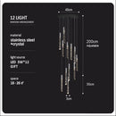 GobekUsa Crystal Column LED Chandelier: Luxury Pendant Lamp for Staircase, Modern Home Decor Lighting