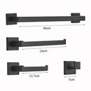 GobekUsa Black Bathroom Hardware Set: Robe Hook, Towel Rail, Shelf, Tissue Holder