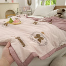 GobekUsa Cartoon Bear Printed Summer Quilt Lightweight Soft Cooling Blanket