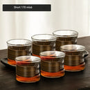 GobekUsa Japanese Walnut Tea Cup Set - High-Grade Glass Coffee & Flower Tea Cups