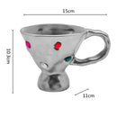 GobekUsa Gemstone Setting Ceramic Breakfast Mug with Handle