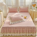 GobekUsa Korean Princess Bedding Set: Flowers, Lace, Ruffles, Embroidery, Quilted, Duvet Cover, Bedspread