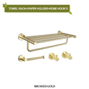 GobekUsa Brushed Gold Bathroom Hardware Set with Stainless Steel Towel Bar & Paper Holder