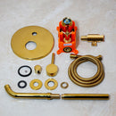 GobekUsa Brush Gold Bathroom Shower Tub Faucet Wall Mount Golden Plated Mixer Tap