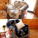 GobekUsa Knitted Cotton Throw Blanket with Tassel - Geometric Bohemian Design