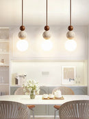 GobekUsa Cream Style LED Pendant Lamp for Bedroom and Bar - Designer Stone Wood Chandelier