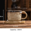 GobekUsa Coarse Pottery Cup & Saucer Set - Classical Mugs for Dining Table or Coffee