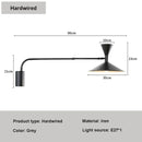 GobekUsa Adjustable Long Arm Wall Lamp for Reading, Bedroom, LED Minimalist Swing Lighting
