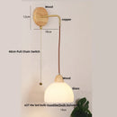 GobekUsa Clear Glass LED Wall Lights with Wood Pull Chain Switch - Modern Copper Stair Light