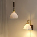 GobekUsa White Ceramic LED Pendant Light with Walnut Wood Accent - Modern Nordic Design