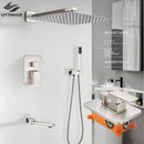 GobekUsa Brushed Nickel Shower System with Rain Shower Head for Wall Mounted Bathroom