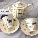 GobekUsa Butterfly Gold Ceramic Cup & Saucer Set